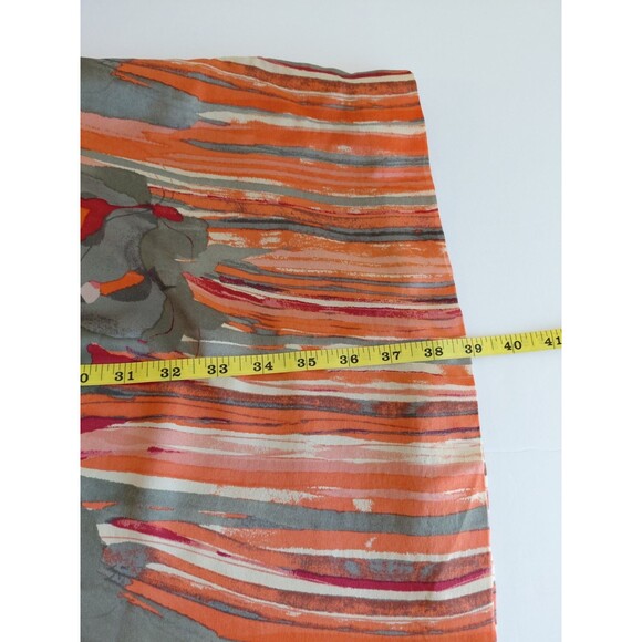 Banana Republic Size 8 Silk Orange Gray Artsy Knee-length Short Sleeve Dress - Picture 10 of 13